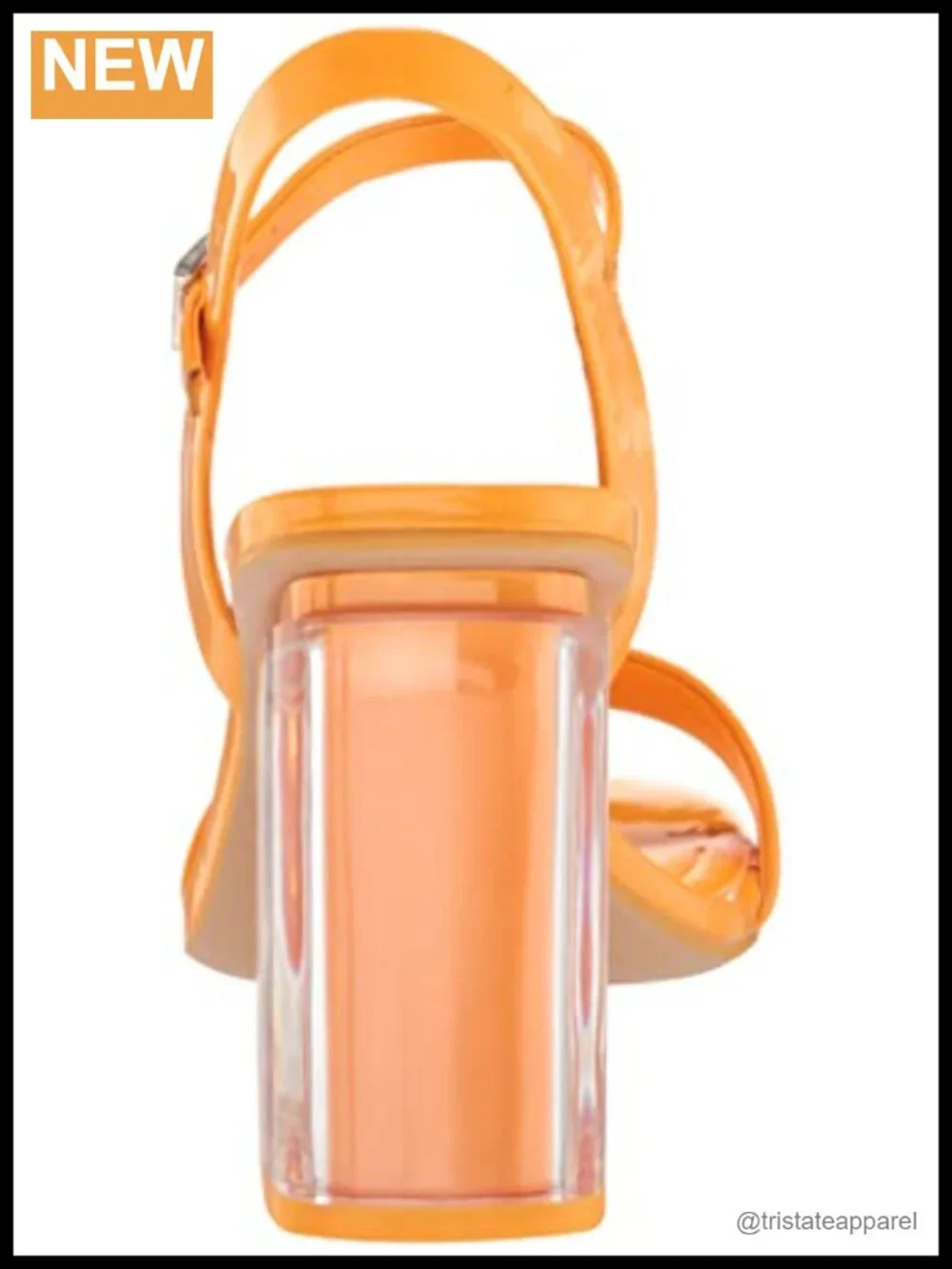 Patent Leather Heeled Sandal Block Heel Slingback Buckle Formal